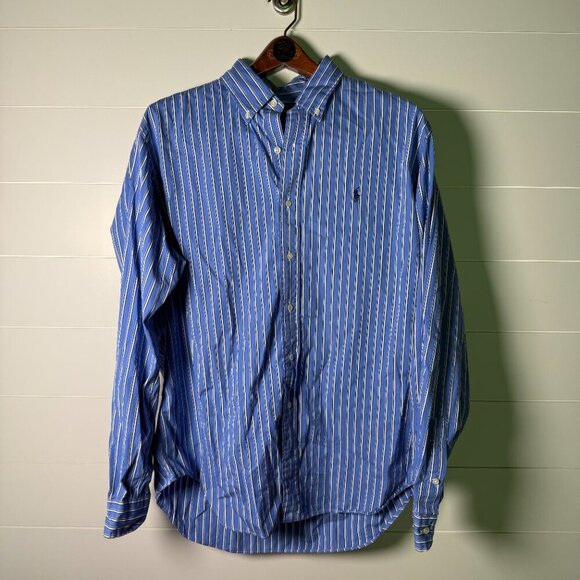 Ralph Lauren Classic Fit Long Sleeve Button Down Men's Shirt Sz. XL Blue & White - Picture 1 of 7